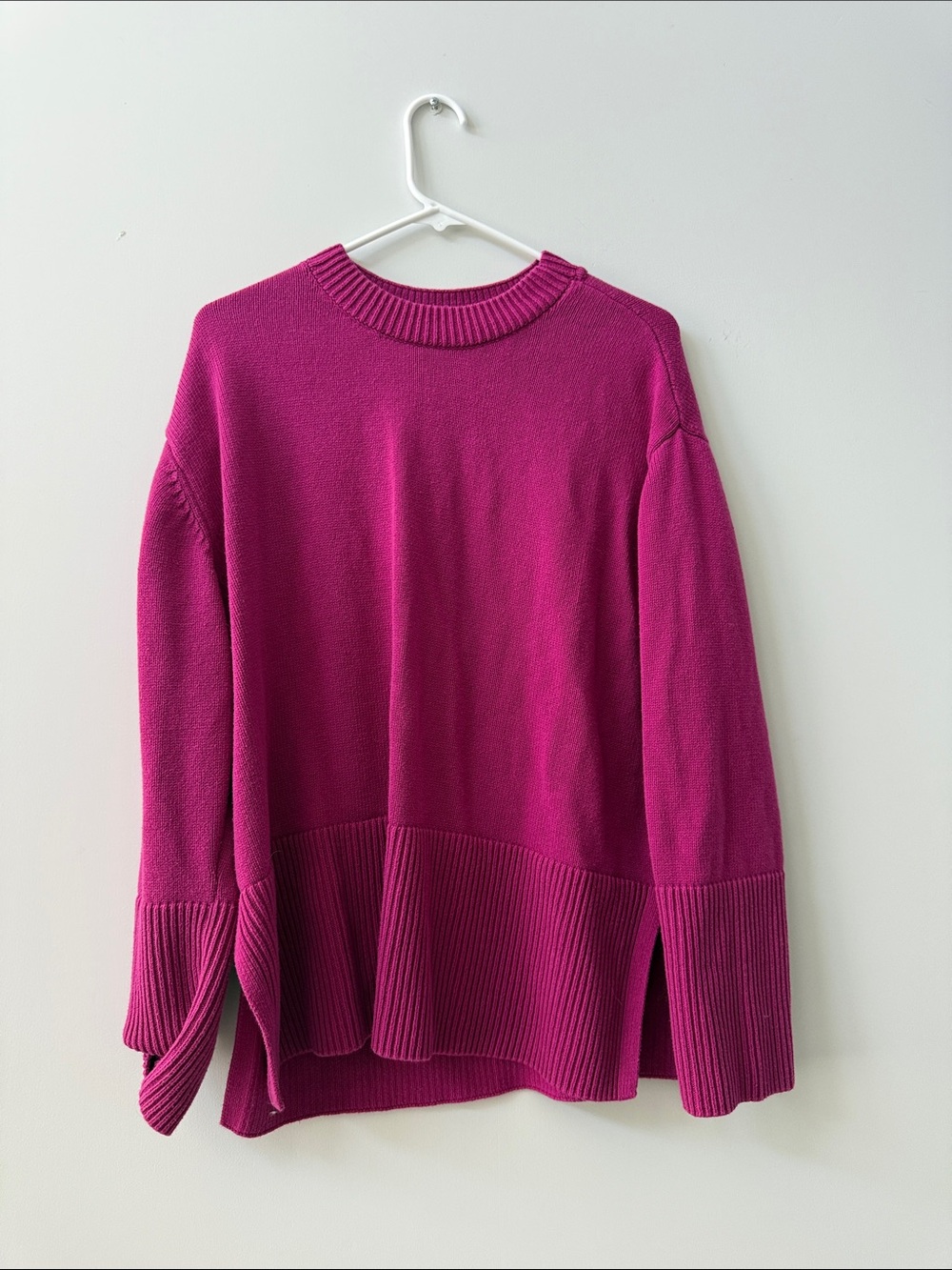 GAP Fuchsia Ribbed Crewneck Sweater